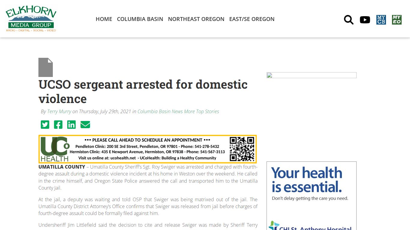 UCSO sergeant arrested for domestic violence - Elkhorn ...